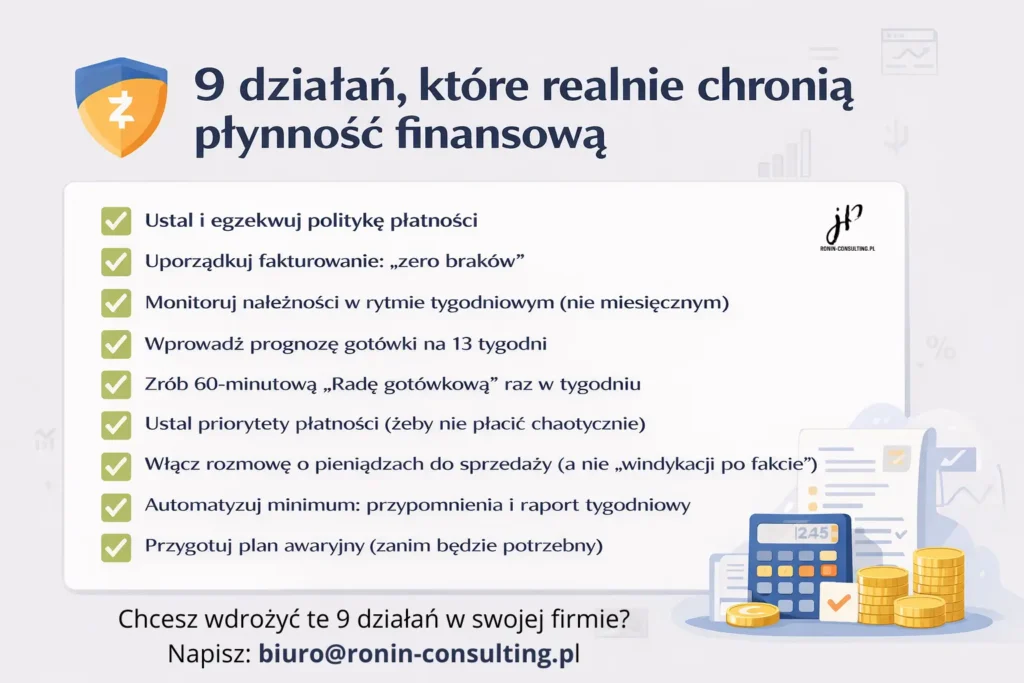 Lista 9 działań ograniczających zatory płatnicze w 2026 i chroniących płynność finansową w MŚP